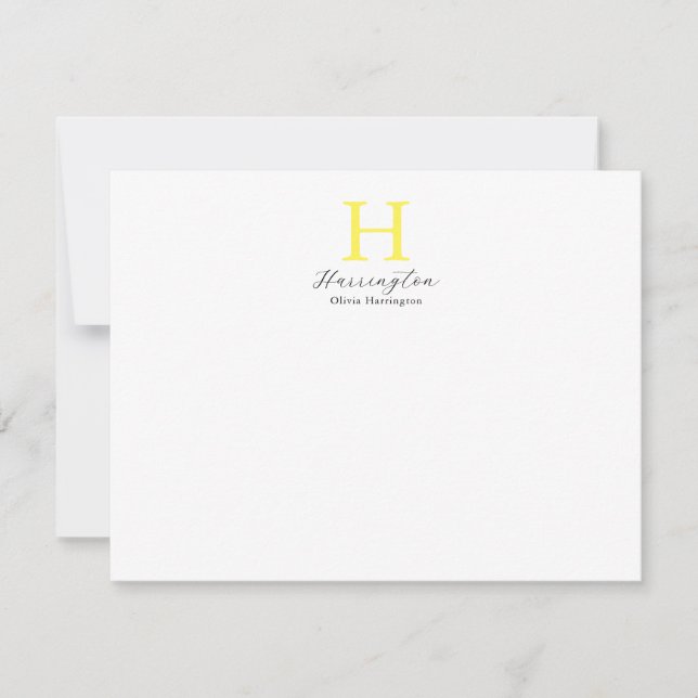 Tarjeta Pequeña Sofisticado y elegante Monograma amarillo brillant (Anverso)