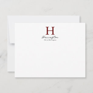 Tarjeta Pequeña Sofisticado y elegante Monograma Rojo Borgoña