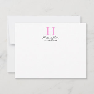 Tarjeta Pequeña Sofisticado y elegante Monograma rosa caliente