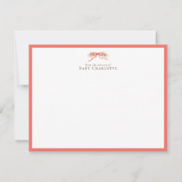 Tarjeta Pequeña Soft Coral Bow Nursery Note Card – Personalized