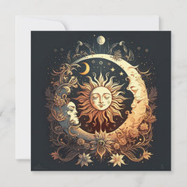 Tarjeta Pequeña Sol acuarela y celeste lunar