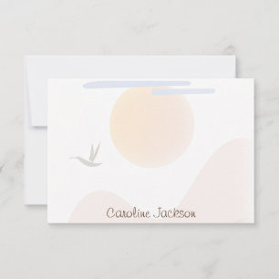Tarjeta Pequeña Sol minimalista, montaña y ave personalizados