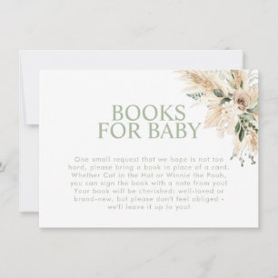 Tarjeta Pequeña Solicitud de libro de Baby Shower de Boho Sage Gre