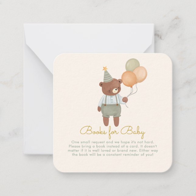 Tarjeta Pequeña Solicitud de libro de Baby Shower de Chica de oso  (Anverso)