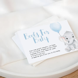 Tarjeta Pequeña Solicitud de libros Baby Shower sobre elefantes az