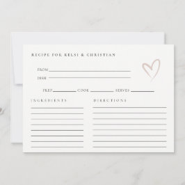 Tarjeta Pequeña Solicitud mínima de receta para la ducha nupcial e