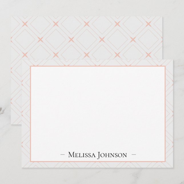 Tarjeta Pequeña Sólo color blanco y melocotón personalizado (Anverso / Reverso)