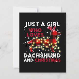 Tarjeta Pequeña Sólo Una Chica Que Ama Dachshund Y Navidad