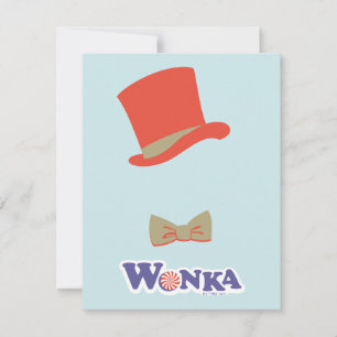 Tarjeta Pequeña Sombrero de copa alto y corbata de lazo de Wonka