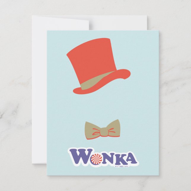 Tarjeta Pequeña Sombrero de copa y corbatín de Wonka (Anverso)