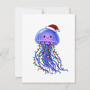Tarjeta Pequeña Sombrero de Santa de medusa Luces de Navidad Alegr