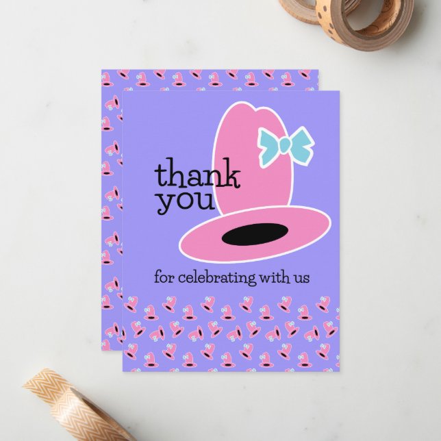 Tarjeta Pequeña Sombrero de Vaquera Gracias (Anverso/Reverso In Situ)