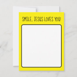 Tarjeta Pequeña Sonríe, Jesús te ama Amarillo Feliz Sol