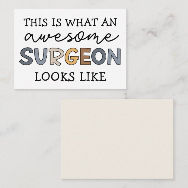 Tarjeta Pequeña Sorprendente Apreciación Del Cirujano Cirujano (Anverso / Reverso)