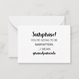 Tarjeta Pequeña Sorpresa, me refiero a que vas a ser una niñera