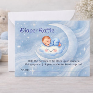Tarjeta Pequeña Sorteo de pañales para baby shower celestial con a
