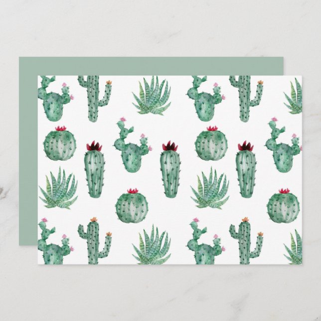 Tarjeta Pequeña Southwest Cactus Botanical Note Card (Anverso / Reverso)