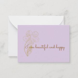 Tarjeta Pequeña Soy Hermosa y Feliz Afirmación Positiva