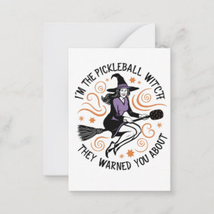 Tarjeta Pequeña Soy la Bruja de Pickleball de la que te advirtiero
