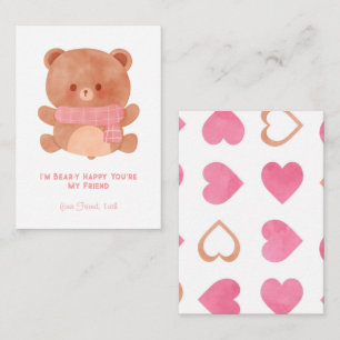 Tarjeta Pequeña 'Soy un oso feliz que seas mi amigo' niños Valenti