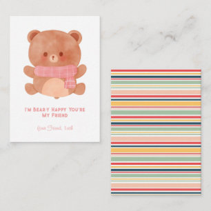 Tarjeta Pequeña 'Soy un oso feliz que seas mi amigo' niños Valenti