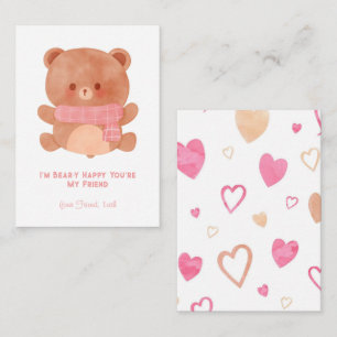 Tarjeta Pequeña 'Soy un oso feliz que seas mi amigo' niños Valenti