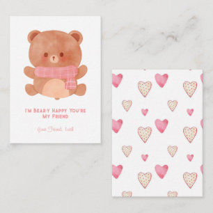 Tarjeta Pequeña 'Soy un oso feliz que seas mi amigo' niños Valenti