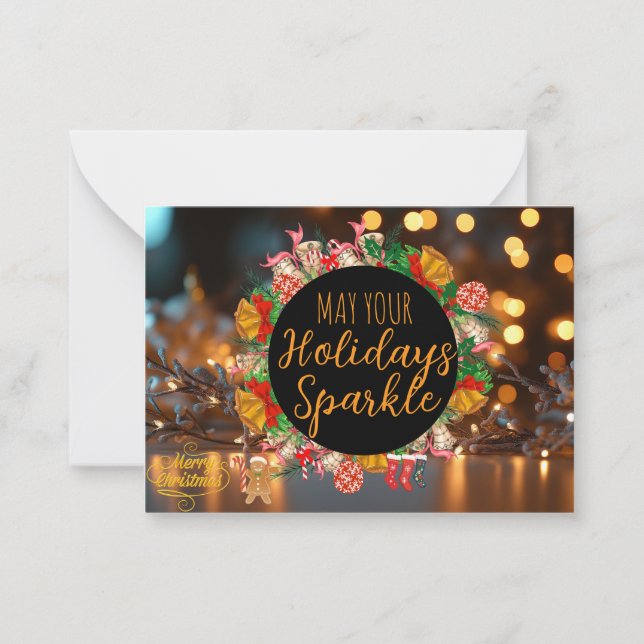 Tarjeta Pequeña Sparkle and Glow Holiday Photo Card (Anverso)