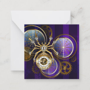 Tarjeta Pequeña Spider Steampunk sobre fondo morado
