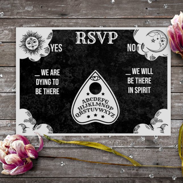 Tarjeta Pequeña Spirit Board Boda gótica y de Halloween RSVP (Subido por el creador)
