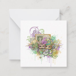 Tarjeta Pequeña Splatter Mardi Gras collage