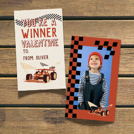 Tarjeta Pequeña Sporty Race Car Valentine's Classroom Photo Card