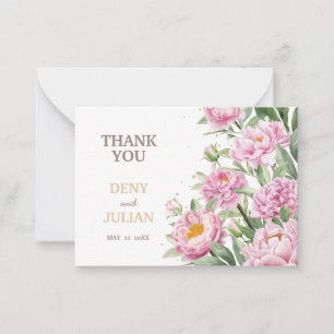 Tarjeta Pequeña Spring Peony Romantic Agradecimientos Flores