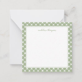 Tarjeta Pequeña Square Basic Gingham Sage Green Border