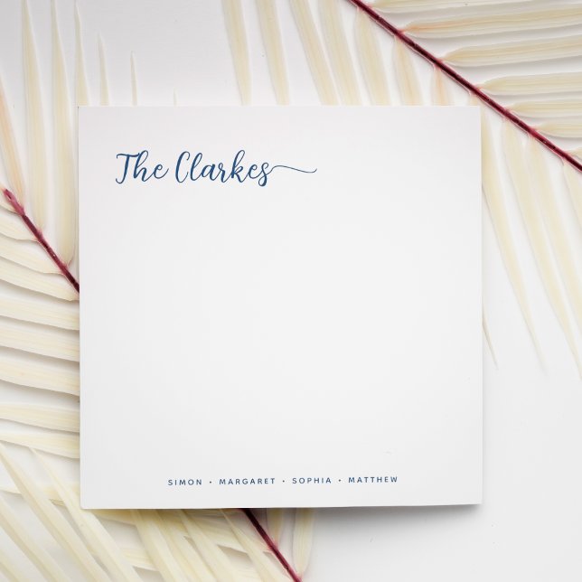 Tarjeta Pequeña Square Minimalist Navy Blue Family Stationery  (Subido por el creador)