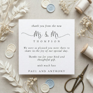 Tarjeta Pequeña Sr Sr Escritura Elegante Boda Gracias