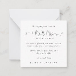 Tarjeta Pequeña Sr Sra Clave Motivo Escritura Boda Gracias