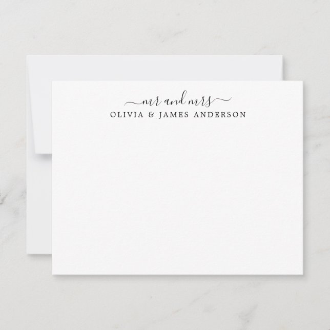 Tarjeta Pequeña Sr. y Sra. Stylish Script Calligraphy Newlyweds (Anverso)