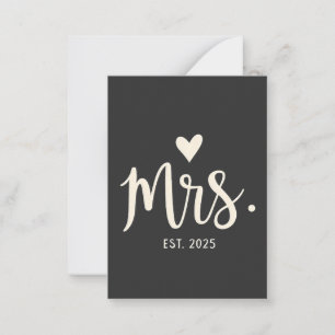 Tarjeta Pequeña Sra. Est. 2025 Boda de compromiso de la novia del