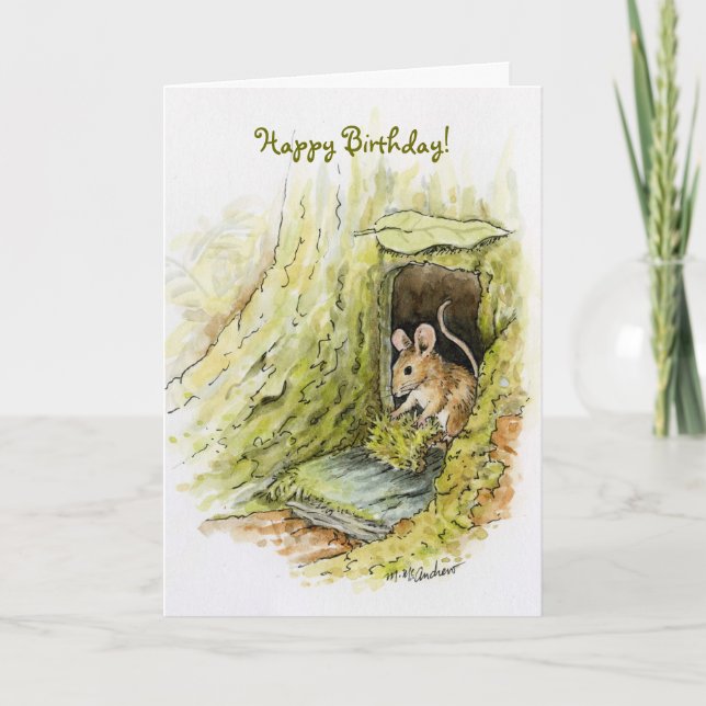Tarjeta Pequeña Srta. Mouse - feliz cumpleaños (Anverso)