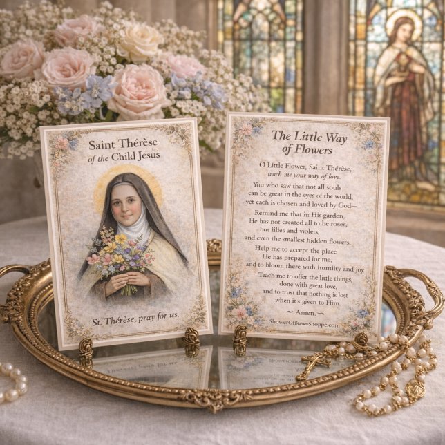 Tarjeta Pequeña St Thérèse Little Way Flowers Prayer Holy Card (Subido por el creador)