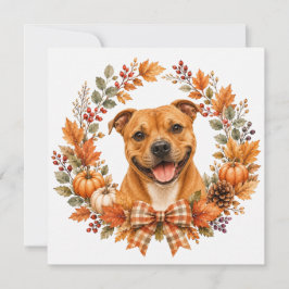 Tarjeta Pequeña Staffordshire Bull Terrier Otoño