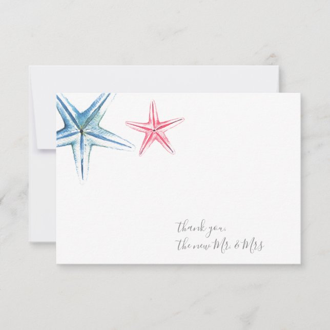Tarjeta Pequeña Starfish acuarela Gracias Stationery (Anverso)
