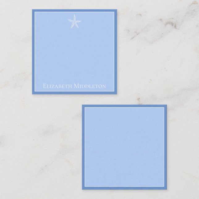 Tarjeta Pequeña Starfish blanco y azul costero personalizado (Anverso / Reverso)