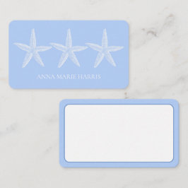 Tarjeta Pequeña Starfish blanco y azul costero personalizado