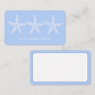 Tarjeta Pequeña Starfish blanco y azul costero personalizado