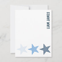 Starry Gingham Baby Stationery