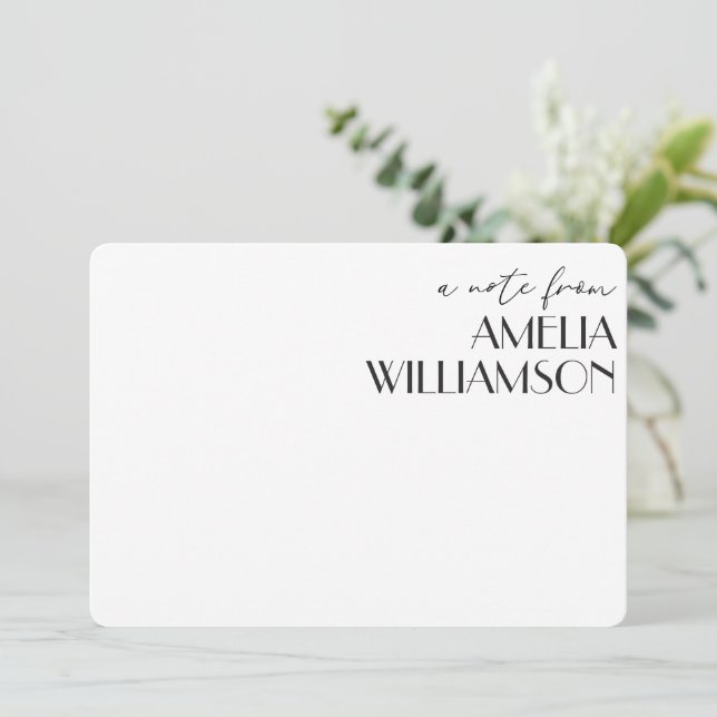 Tarjeta Pequeña Stationery Art Deco Black Script Personalizado Nam (Anverso de pie)