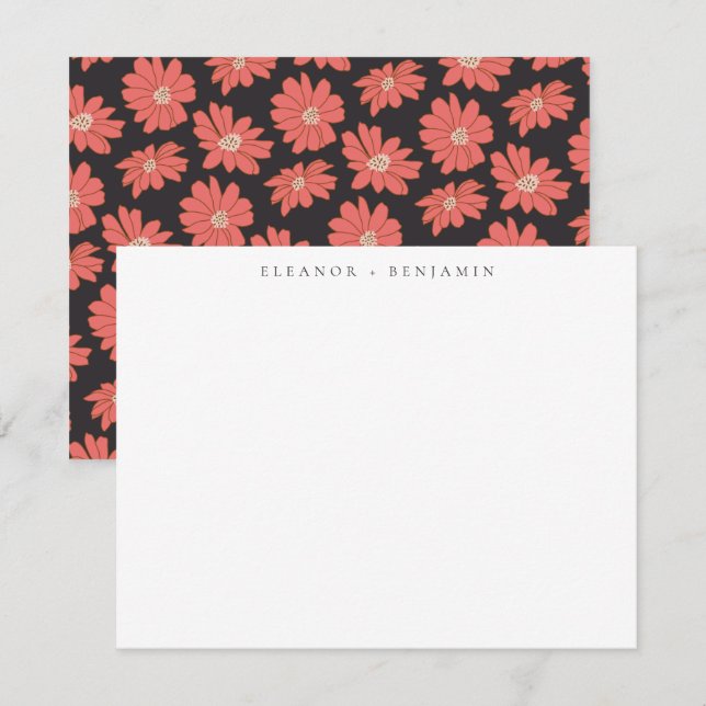 Tarjeta Pequeña Stationery Botanical Black Red Personalizada Boho (Anverso / Reverso)