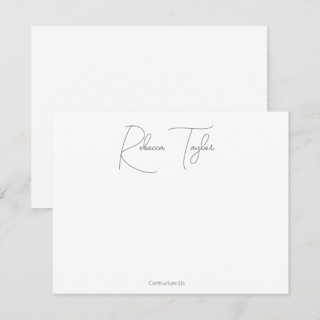 Tarjeta Pequeña Stationery de nombres de escritura blanca de guion (Anverso / Reverso)